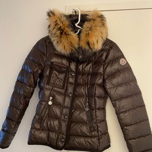 Moncler Fur Winter Jacket Brown